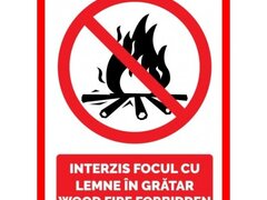 Placuta interzis focul cu lemne in gradar wood fire forbiden